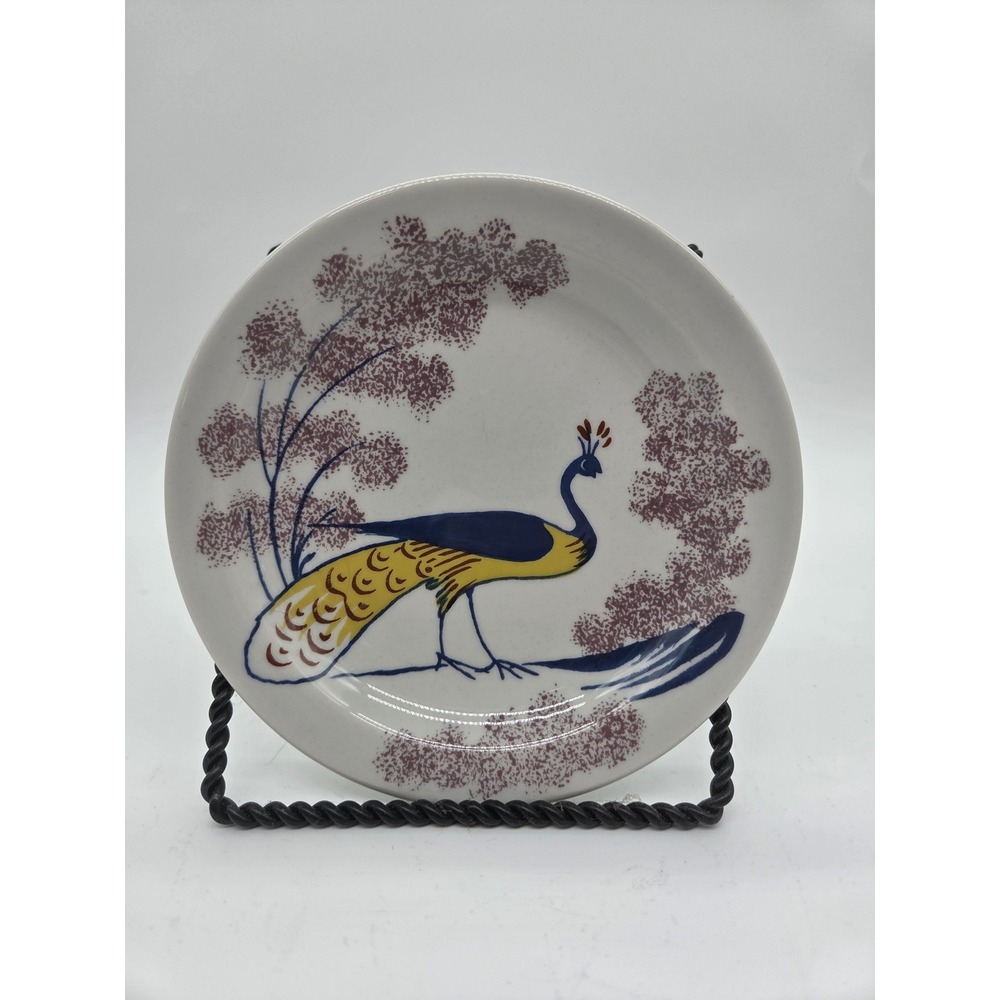 Williamsburg Chowning's Tavern Plate 6.5" White Blue Peacock Bird Souvenir Decor